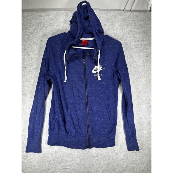 NIKE Women’s FullZip Hoodie Sweatshirt Size Small Blue Just Do It Logo Swoosh - Picture 1 of 8